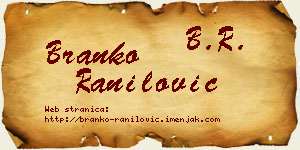Branko Ranilović vizit kartica